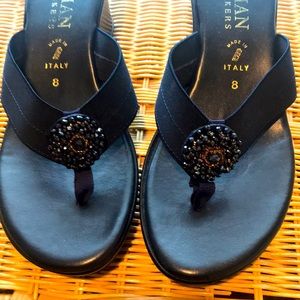 NWOT Italian Shoemakers 8 Navy Wedge Sandals